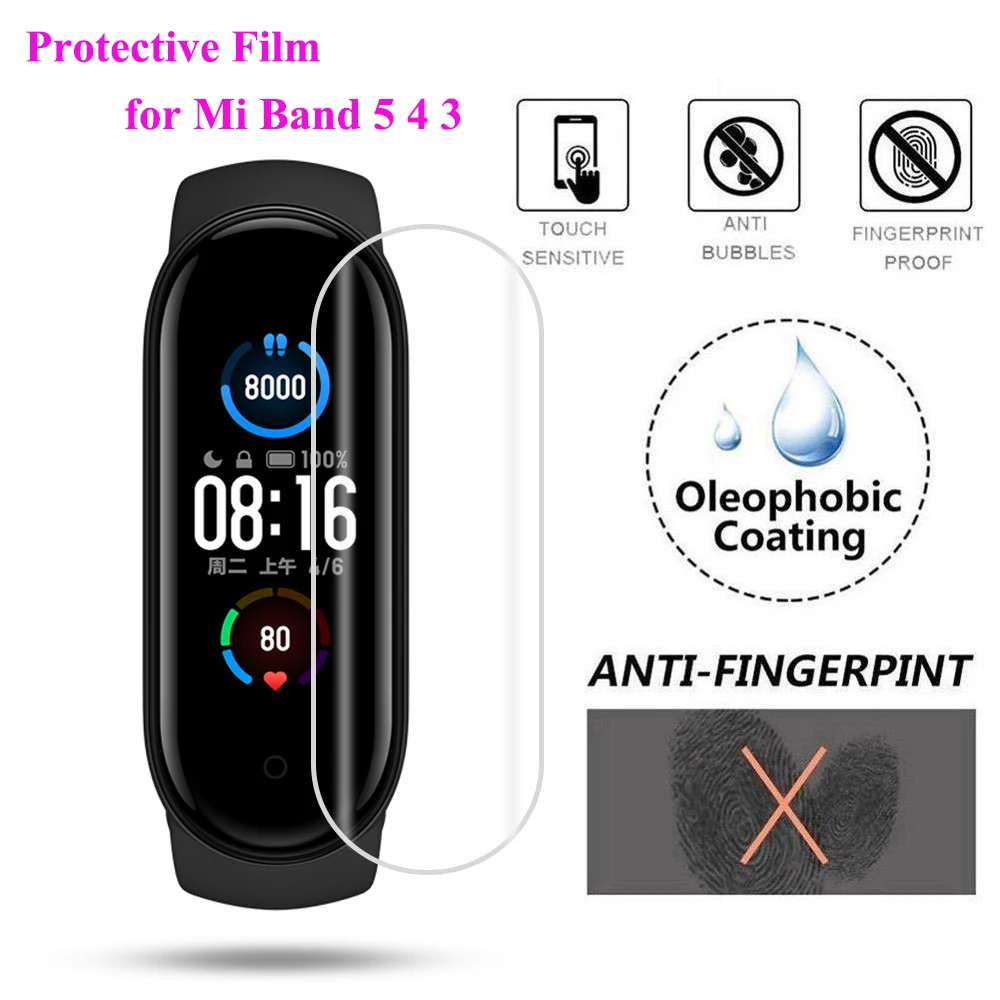 Hydrogel Soft Screen Protectors For Xiaomi Mi Band 6 5 4 3 Protective Film Smart Watch Wristband Xiaomi Miband Accessories