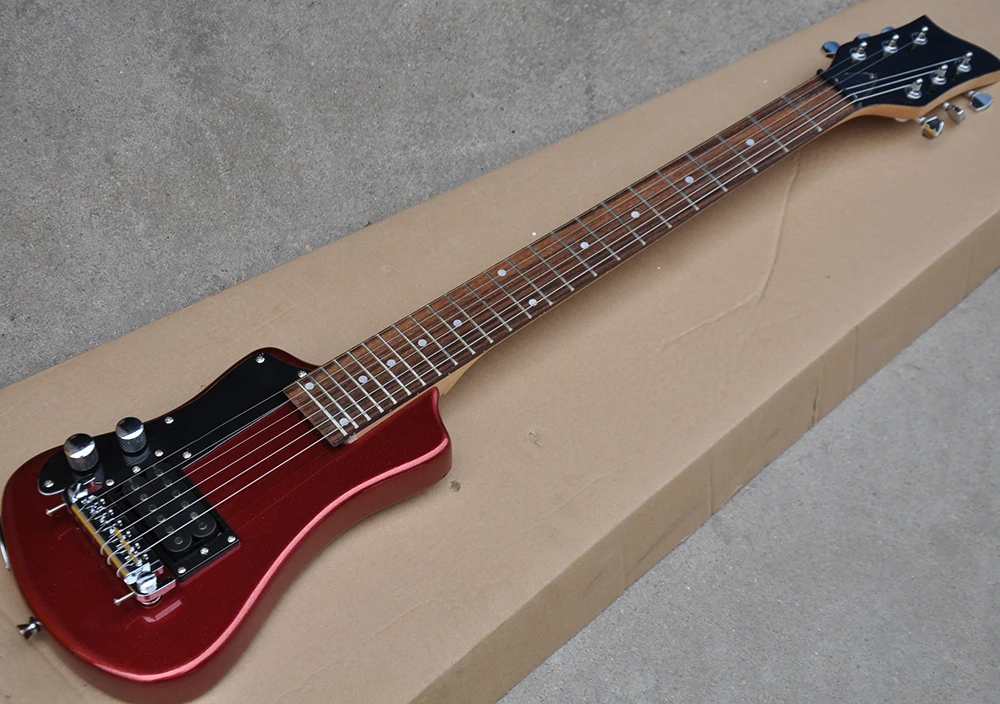 

Factory Outlet-6 Strings Left Handed Red Mini Electric Guitar with Rosewood Fretboard,Suitable for Travel/Children