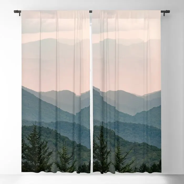 

Smoky Mountain Pastel Sunset Blackout Curtains 3D Print Window Curtains For Bedroom Living Room Decor Window Treatments