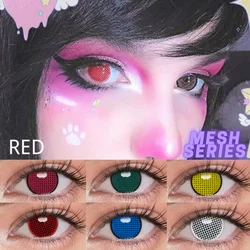 1 Pair Cosplay Color Contact Lenses for Eyes Mesh Series Accessories Halloween Blue Red White Color Anime Lenses