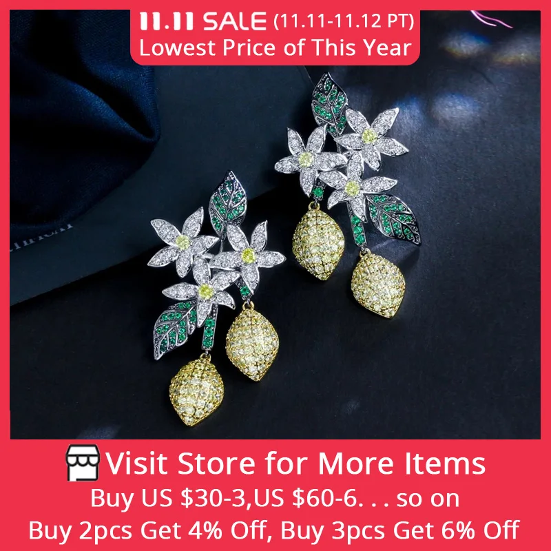 CWWZircons Unique Design Art Deco Cluster Leaf Long Dangling Drop White Green Cubic Zirconia Earrings for Women Prom Party CZ709