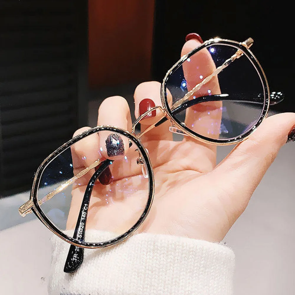 Metal Round Anti Blue Light Glasses Women Men Fashion Blocking Eyeglasses Frames Transparent Computer Glasses Optical Spectacle