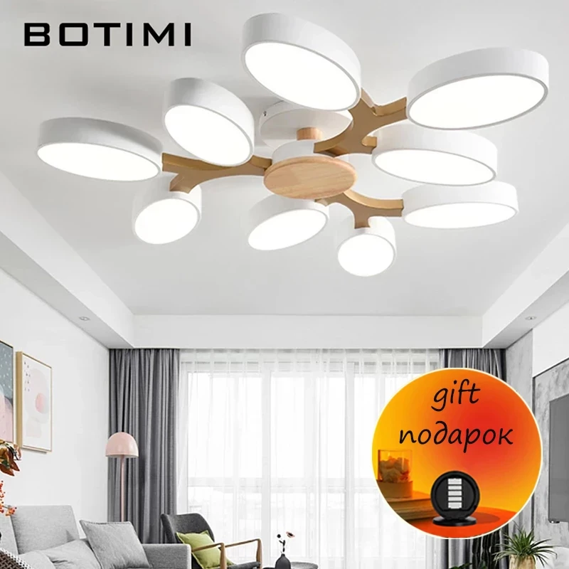 BOTIMI Tree Shaped Gray 110V 220V LED Ceiling Lights For Living Room Modern White Metal Bedroom Lamp Black Surface Mounted Light