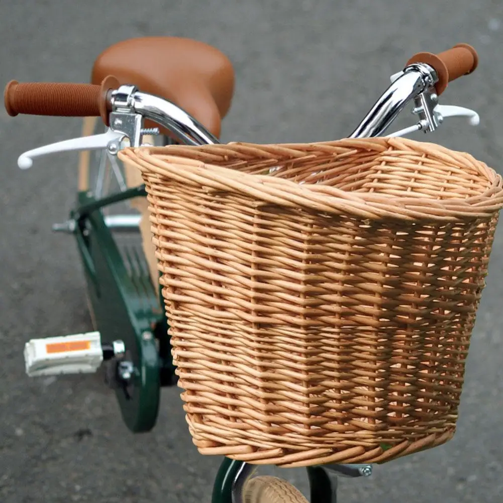 Hand-woven willow rattan basket Multifunction Bike Basket Waterproof Durable Bicycle Handlebar Case bicycle Accessories New 2020