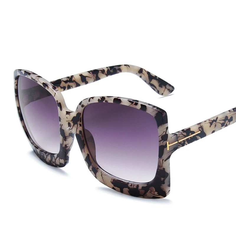 Retro Oversize Square Sunglasses Women Luxury Brand Big Frame Gradient Female Sun Glasses Leopard Vintage Eyewear Oculos UV400