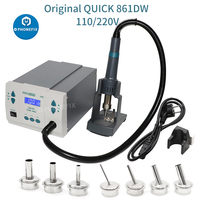 QUICK 861DW 1000W Hot Air Rework Station Auto Sleep Lead Free 220V 110V for Phone PCB Motherboard Soldering Repair With 7 Nozzle