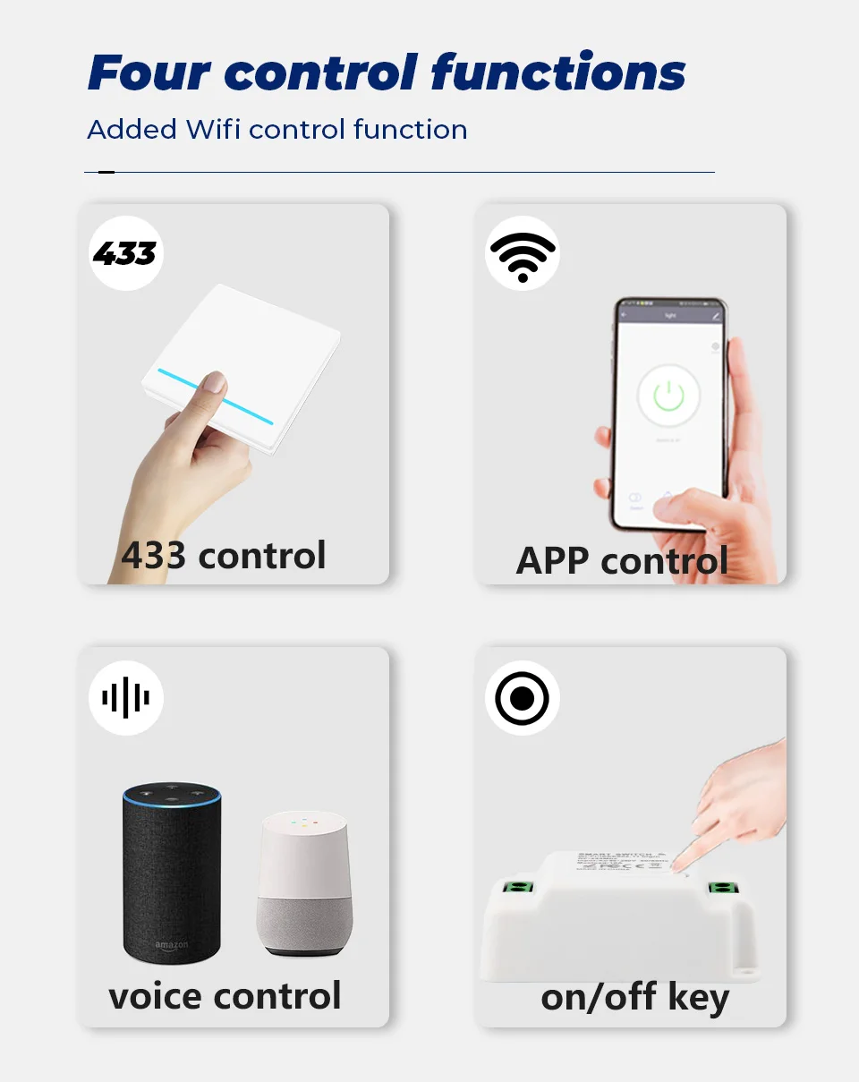 AXUS Tuya Wall Smart WiFi Push Button Switch RF 433Mhz Light Switch Wireless Remote Controller Relay Module Google Home Alexa