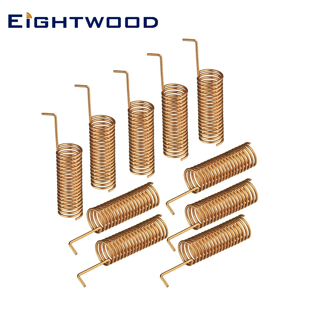 Eightwood 10PCS 433MHz Copper Spring DIY Module Built-in PCB Soldering Helical Antenna Dry for Alarm ISM Remote Control Security