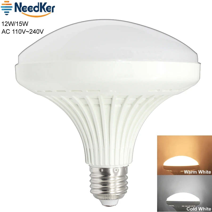 NeedKer Led Bulb Lamp 220V 110V Lampada Led Light Flat E27 SMD2835 12W 15W Warm Cold White UFO LED Light for Home Lighting