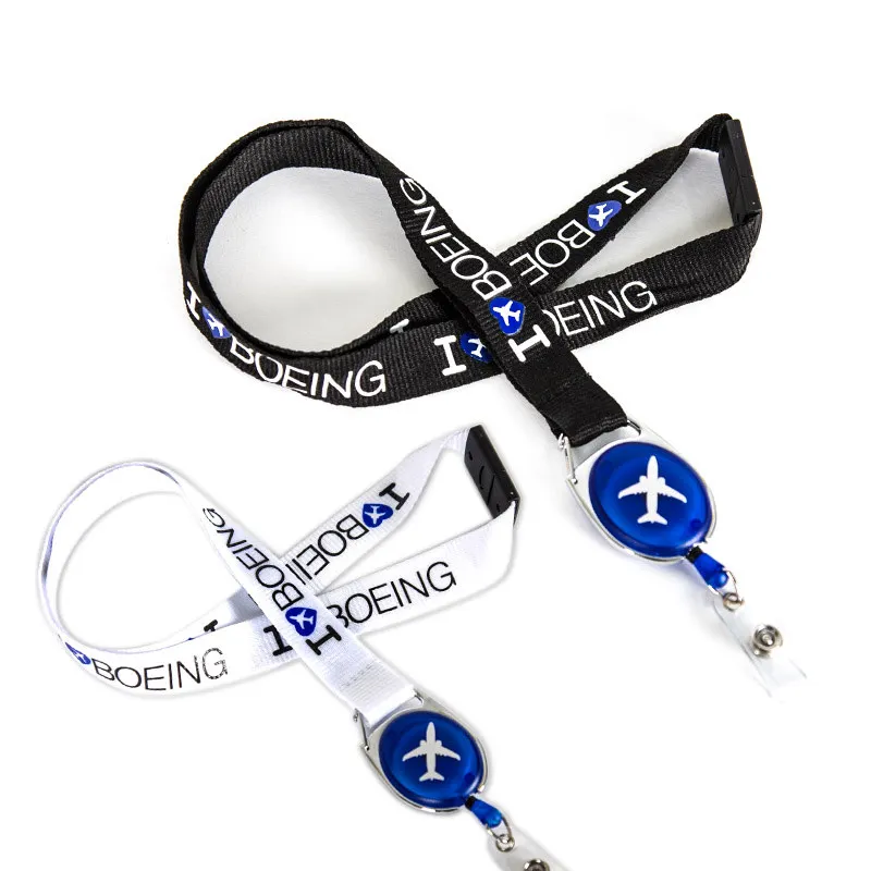 New Arrival I Love Boeeing Lanyard with Easy Buckle Black / White Gift for Pilot Flight Crew Aviation Lover