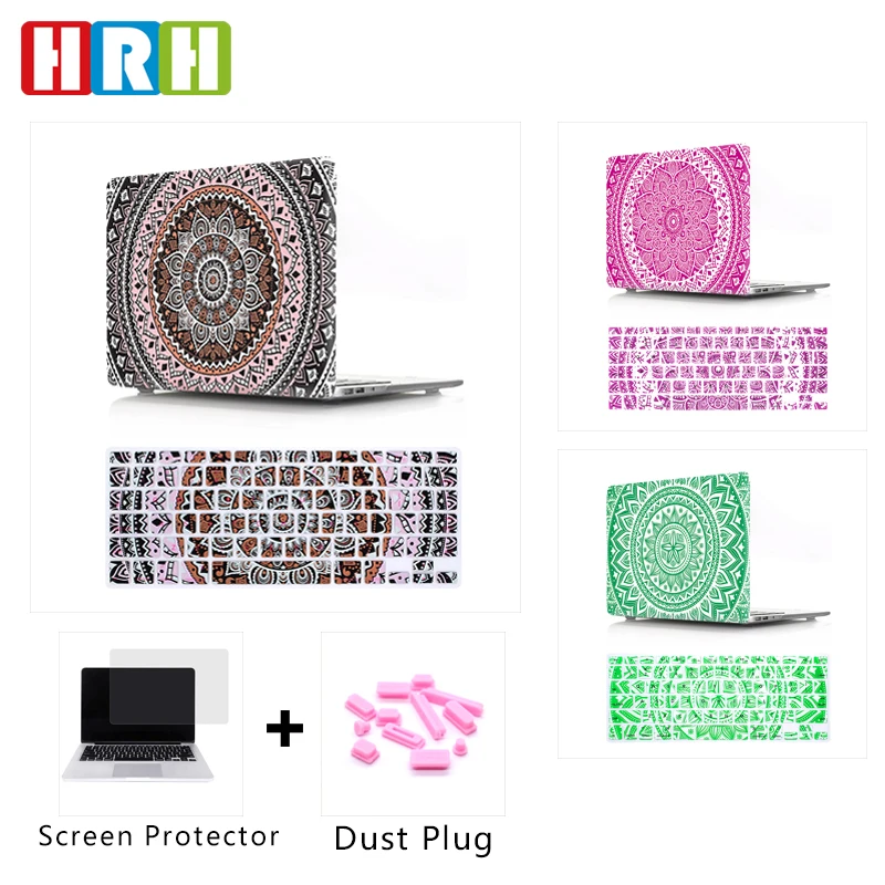 

HRH 2in1 Mandala Flower Keyboard Cover Laptop Body Shell Hard Case for Mac Pro Retina13 12 15 Air 13 11 Touch A2141 A2289 A2251