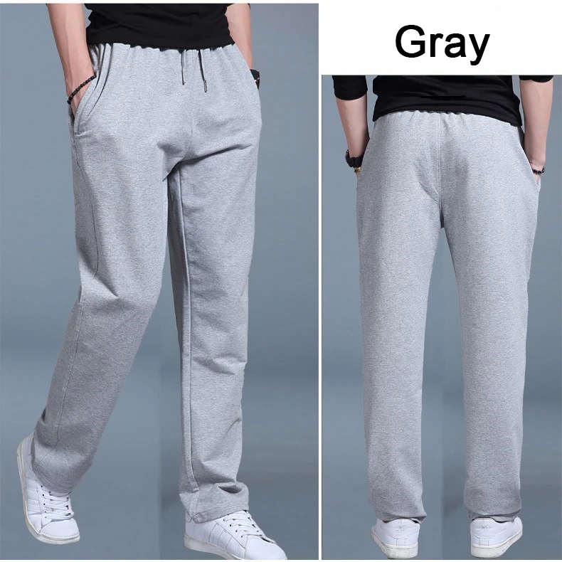 Men Autumn Summer Sports Running Pants Pockets Training Elastic Waist Jogging Casual Trousers Sweatpants Solid Fitness fattening