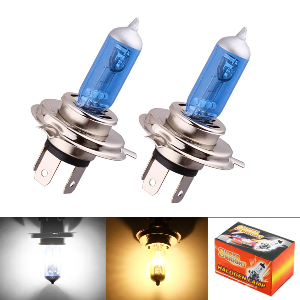 2pcs H4 Halogen Lamp Super Bright White Fog Halogen Bulb 55W DC 12V White Yellow Amber 6000K 3000K Car Styling Car Light Source