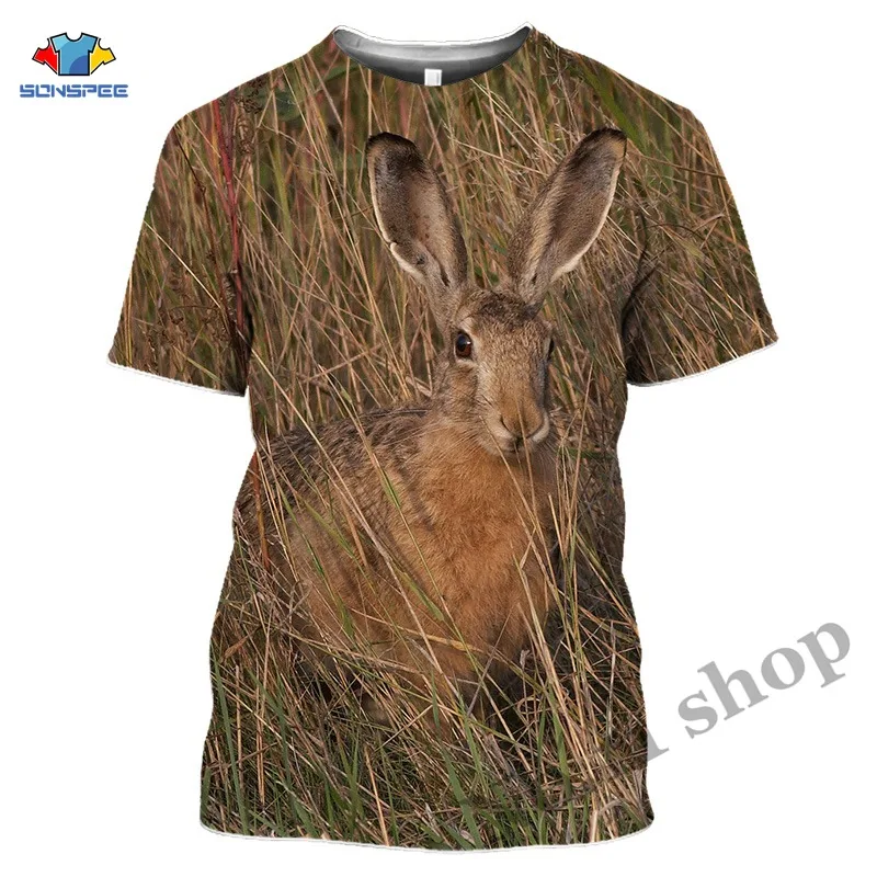 Hot Sales Hunting Crazy Hare Tshirt Oversized T Shirt For Mens Gym T-Shirts For Mens 3D Print Animal Lovely Rabbit Short Sleeve