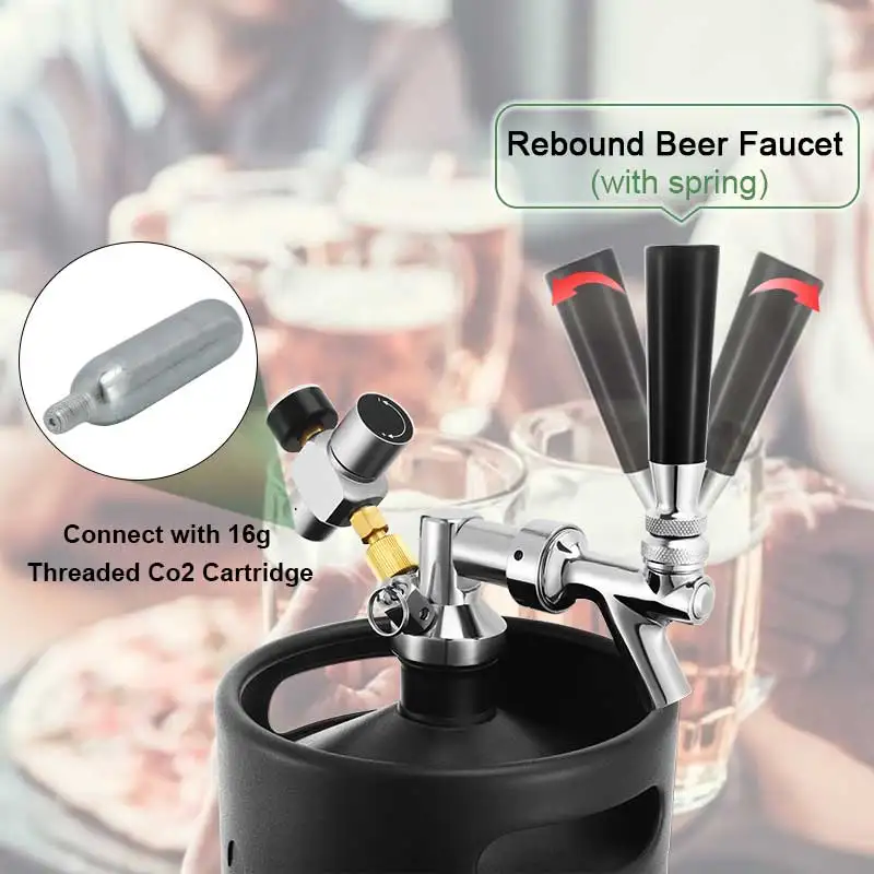 Pressurized Keg System 5L Mini Keg Growler & Beer Faucet & Co2 Regulator Portable Draft Beer Dispenser