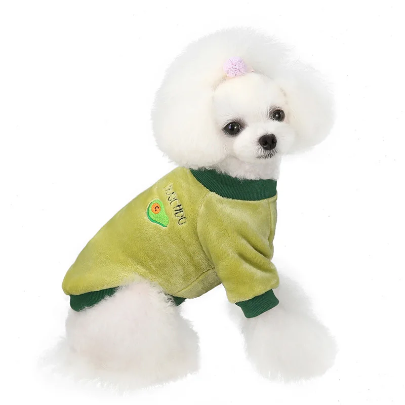 Fruit Embroidery Coral Fleece Pet Dog Clothes for Small Dogs Winter Puppy Cat Clothing Chihuahua Coat Schnauzer Poodle Costume