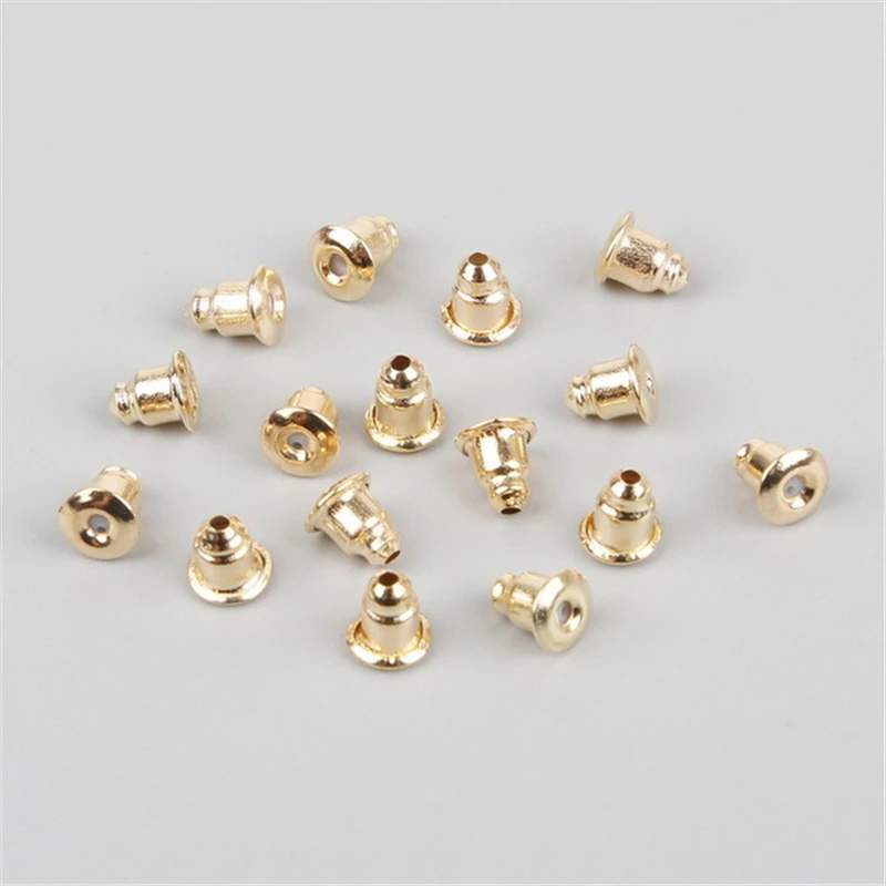 200PCS 6x5mm Gold Silver Tone Stud Earring Backs Stoppers Ear Post Nuts Plugs Cap For Earring Finding Jewelry Making Components