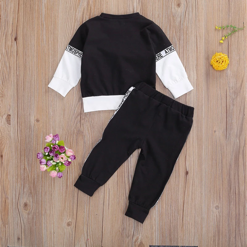 lioraitiin 0-4Years Newborn Toddler Baby Boy Autumn Clothing Set Patchwork Long Sleeve Top Long Pants 2Pcs 3Styles Outfit