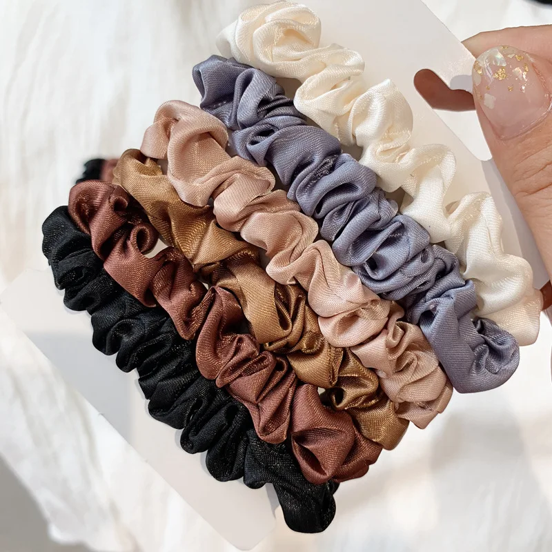 6pcs/set Solid Elastic Scrunchie Hair Ties Rubber Bands for Women Girls Sport Gym Hair Scrunchies Holder Hair Accessories Set