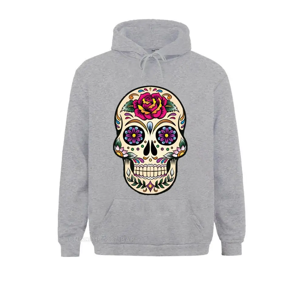 Day Of The Dead Harajuku Hoodies Sugar Skull With Rose Tile Jacket For Men Cotton Travel Original Sportswear Long Sleeve