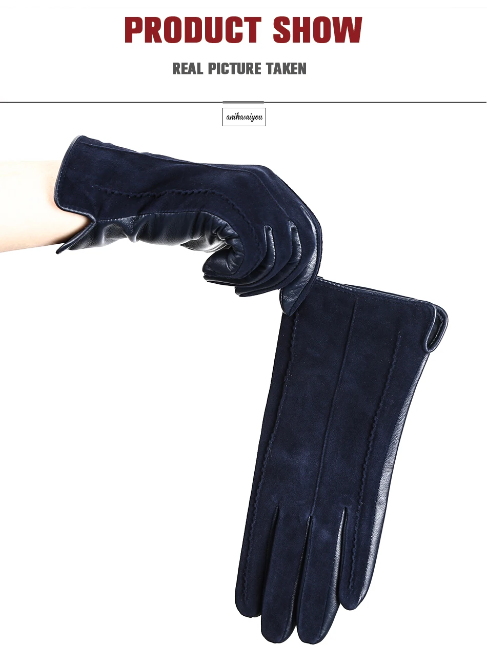 Good Quality Touch Gloves Color Winter Women's Leather Gloves Genuine Suede 50% Genuine Leather 50% Women's Gloves -2007