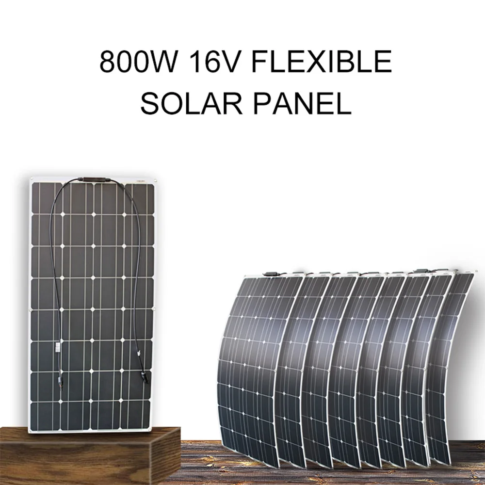 low price 12v 24v flexible monocrystalline solar panel 100 watt 8pcs 800w panel solar module for caravan rv boat