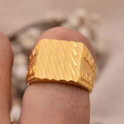 24k Dubai Gold Color Rings For Women Man Ethiopian Africa Ring Saudi Arabia Bride Wedding Sudan Jewelry Gifts