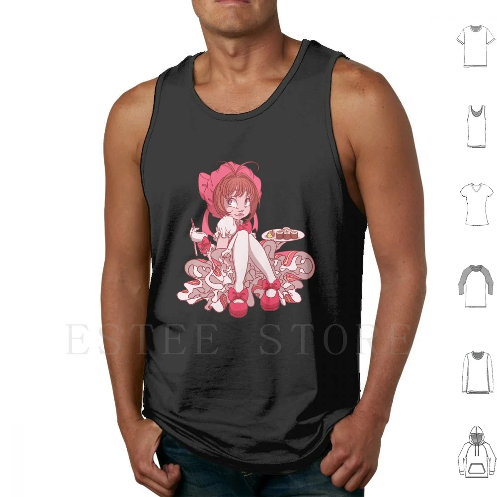 Sushi Sakura! Tank Tops Vest Sleeveless Cardcaptors Sakura Tomoyo Clamp 90s Ytv 90s Anime Sushi Japanese Food Super