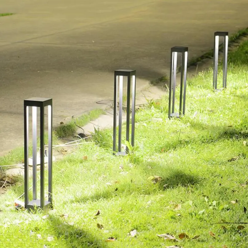 กันน้ำ LED โคมไฟสนามหญ้า COB LED ภายนอก Bollard Light AC85-265V DC12V กลางแจ้งสวน Courtyard แผนที่แสงแนวนอน