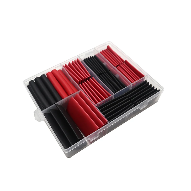 74PCS 3:1 Heat Shrink Tubing Double-Wall Adhesive Lined Shrink Tube Assortment Kit 4 Large Size 1 3/4 1/2 3/8 Inch Black Red