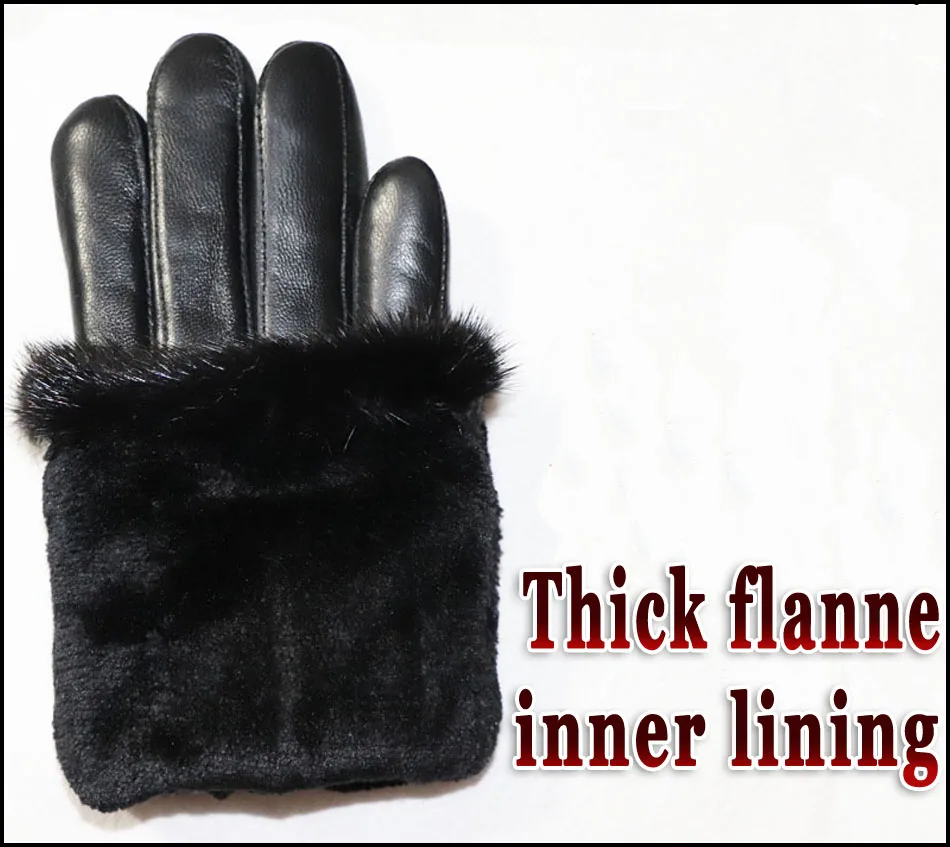 Women\'s Sheepskin Gloves Mink Fur Grass Gloves Windproof Cold Driving Warmth Thick Touch Screen Winter New Female Leather Gloves
