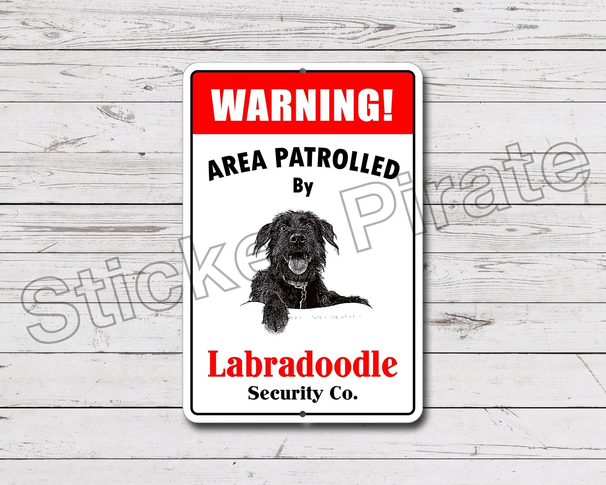 Warning Area Patrolled by Labradoodle 8"X12" Novelty Dog Sign