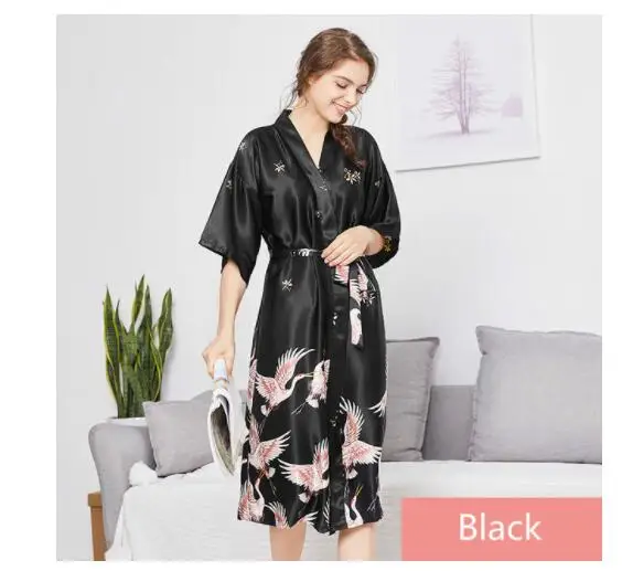 Silk Kimono Robe Bathrobe Women Satin Silk Robes Night Sexy Robes Night Grow Bath Robe Bathrobe Lingerie Robe