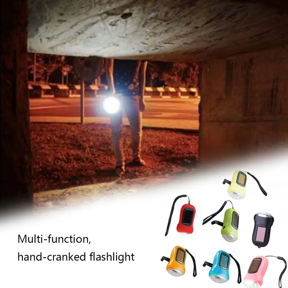 Mini 3 LED Solar Powered Hand Crank Flashlight Rechargeable LED Emergency Tent Camping Torch Light Portable for Outdoors Use