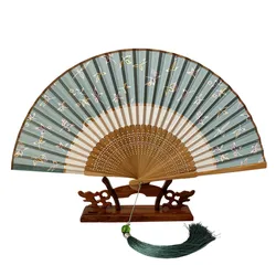 Chinese Retro Folding Fan Portable Summer Female Hand Fan Party Wedding Dance Fan Silk Chinese Hanfu Cosplay Fans Ventilador