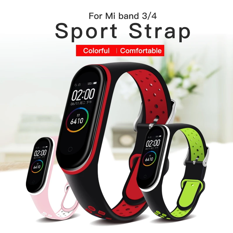 For Xiaomi Mi Band 4 Strap Smart Accessories Replacement Waterproof Double Color Silicone Bracelet For Mi Band4 NFC wrist strap