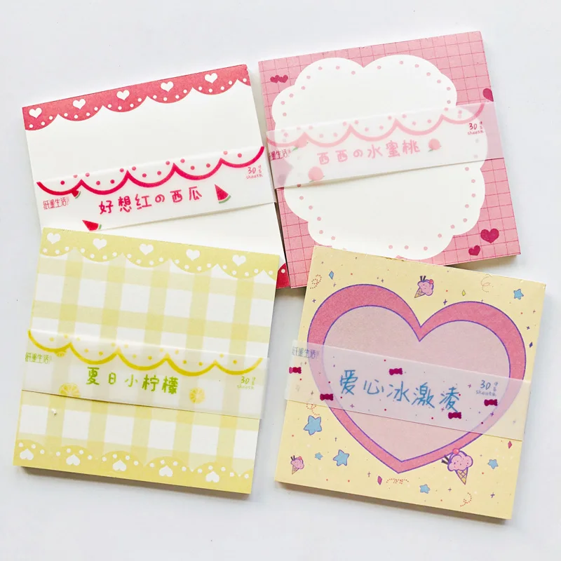 30 Pages Summer Style Lemon Peach Ice Cream Memo Pad