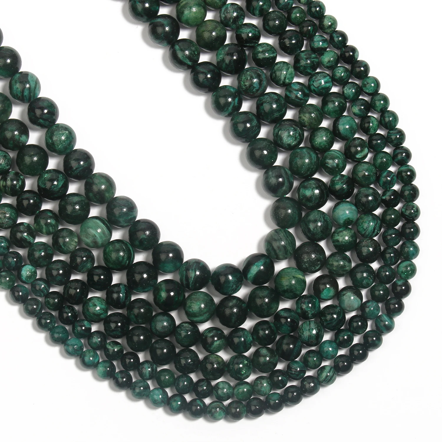 Emeralds 6/8/10mm Natural Stone Beads Dark Green Loose Spacer Beads for Jewelry Making DIY Handmade Bracelet Necklace Accessory