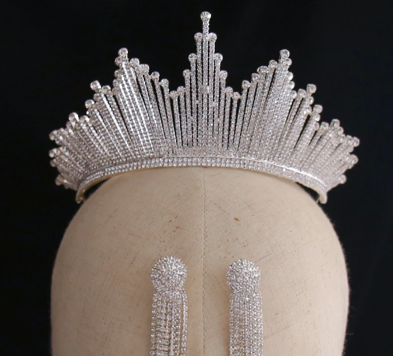 Bling Bling Set Kronen Ohrringe Braut Schmuck Zubehör Hochzeit Tiaras Strass Kristall Kopfstück Formale Bolero Braut Wrap