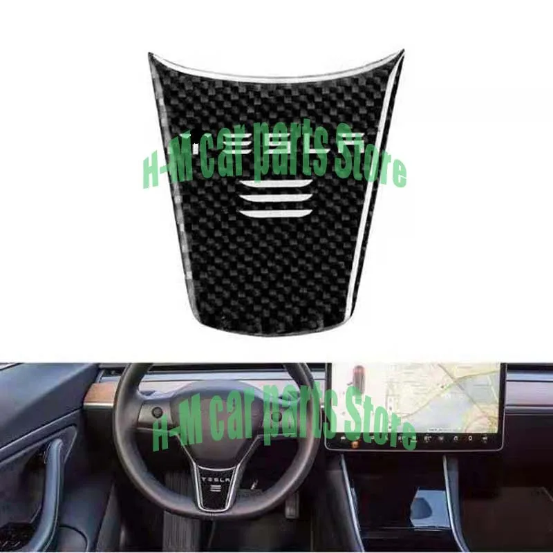 1pc Fibra di Carbonio Styling Auto Sterzo Decorazione Ruota Copertura Modifica Sportivo con Logo Adesivo Accessori per Tesla Modello 3