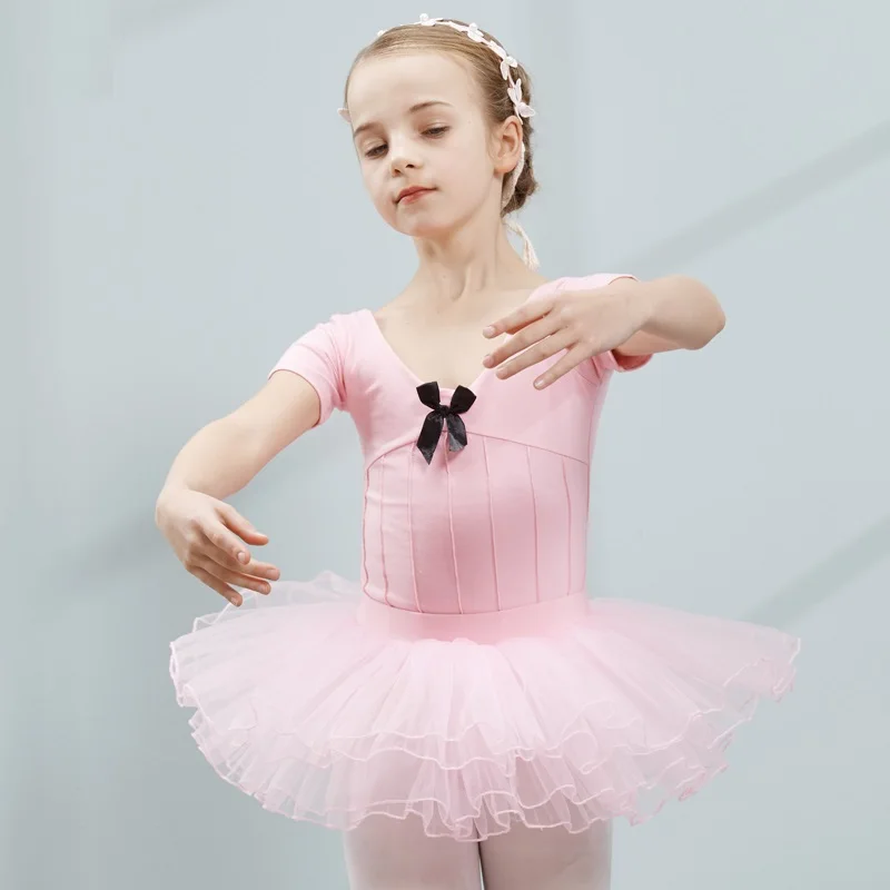 Mới Nữ Tay Ngắn Dance Váy Dành Cho Bé Gái, Trẻ Em Cotton Ba Lê Dancewear, Tập Đi Cho Bé Múa Ba Lê, Áo trẻ Em Tutu, Áo Trẻ Em Nhảy Đầm