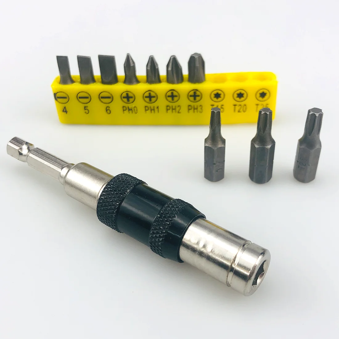 

11pcs 1/4 "Hex Magnetic Adjustable Screw Drill Tip Bit Drive Guide Extension Rod Connecting Rod Wood Tool + HSS Drill Bits