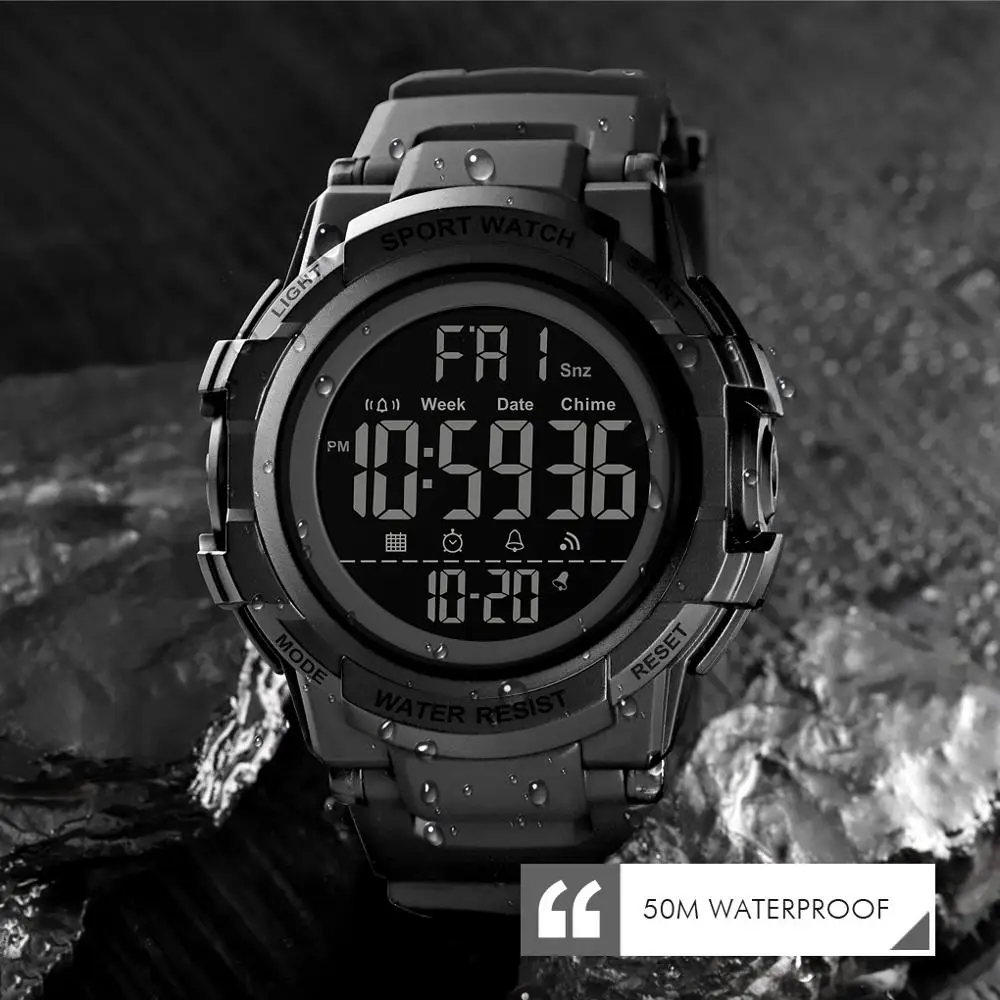 SKMEI Sport Men\'s Watches 2 Time Waterproof Digital Men Wristwatch Luminous Chrono Count Down Alarm Hour Clock montre homme 1568