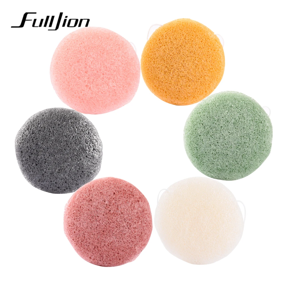 6 Colors  Natural Konjac Sponge Konnyaku Facial Exfoliator Wash Cleansing Cosmetic Puff Flutter Sponge Skin Care Cleanser Tools