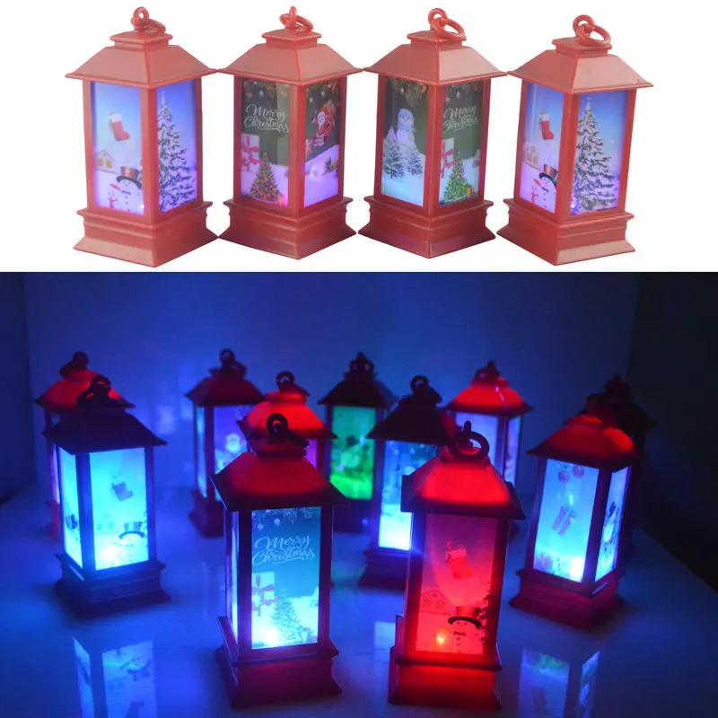 Christmas LED Lighted Night Light Atmospheres Decorative Prop Plastic Glowing Tea light Candles Cages House Festival Decor Light