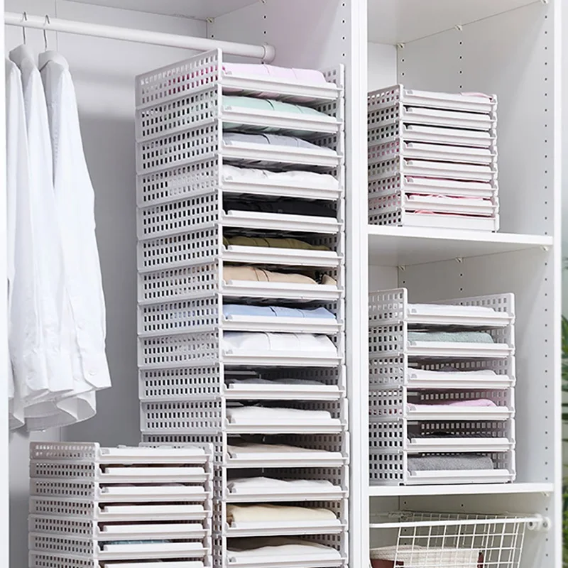 Drawer type clothes Folder Layered Separator Wardrobe storage rack Sundries Shelf Bedroom Wardrobe Closet