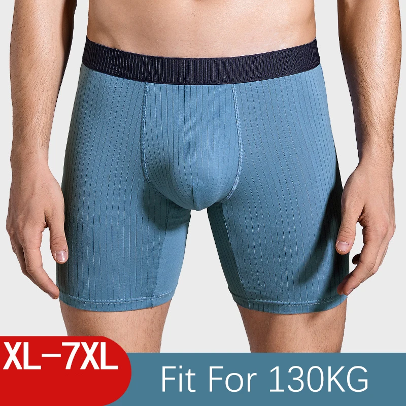 Plus Size Long Boxer Shorts Man Underwear Lengthen Boxers Top Quality Cotton Soft Panties Comfortable Breathable Long Leg Boxers