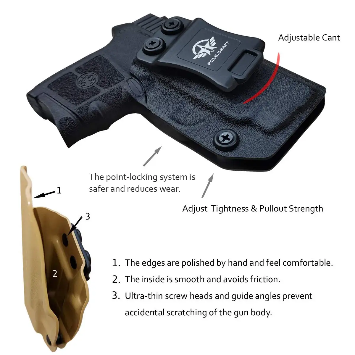 Bodyguard 380 Holster IWB Kydex Holster Custom Fit: Bodyguard 380 / Bodyguard 380 with Laser Pistol - Inside Waistband Concealed