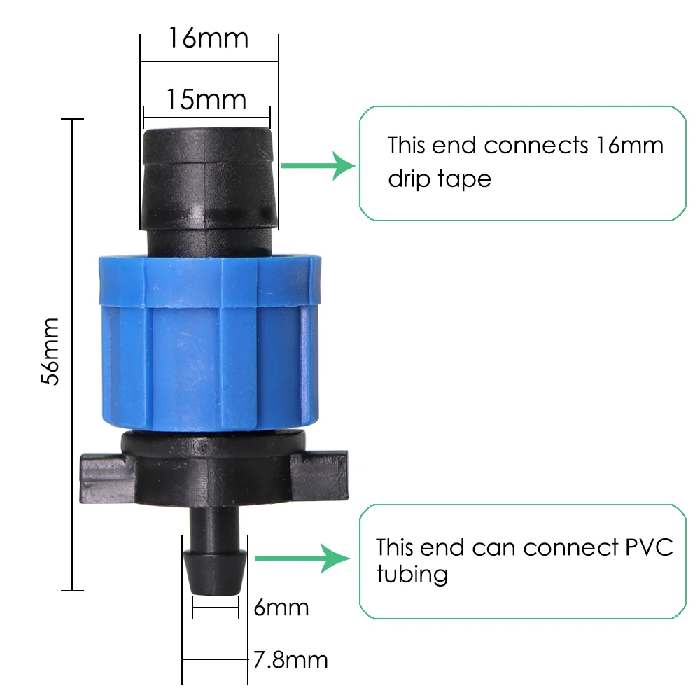10PCS 5/8'' Lock Barb to 6mm Barb Garden Water Connector DN16 Drip Tape Coupling Adapter PVC Tube Joint Agricultural Irrigation