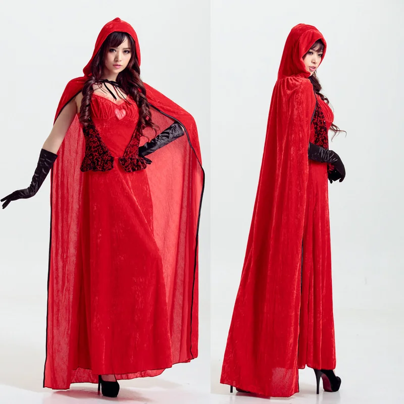 

Christmas Long Cloak Little Red Hat Stage Bar Performance Strapless Dresses